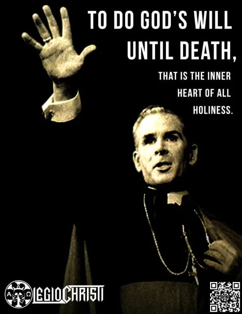 A flyer with a Fulton Sheen quote