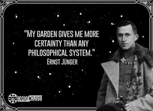 A quote by Ernst Jünger about finding more meaning in one's work, rather than philosophies and ideologies